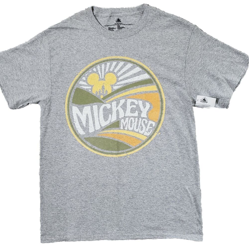 Disney Parks Mickey Mouse Sunshine Sun Castle Gray Graphic T-shirt Adult M ☀️